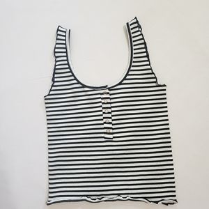 Aura Ribben Striped Snap Button Soft Tank Top